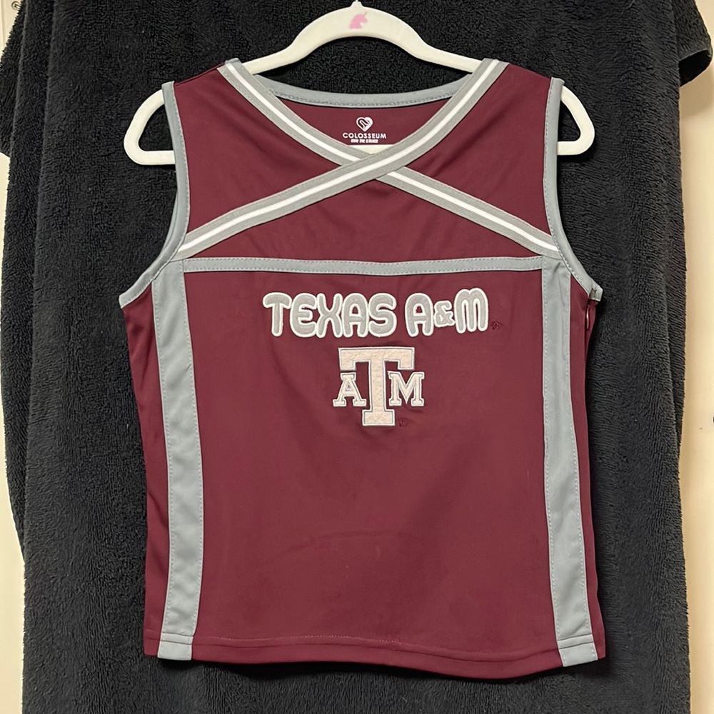 Texas A&M Top Girls Sleeveless Shirt Side Zip Sz L (10-12) All Sports Gig Em Ags